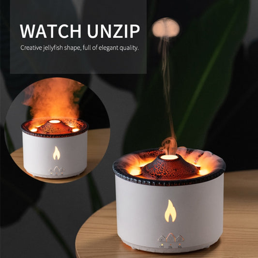 Kinscoter Volcanic Aroma Diffuser Essential Oil Lamp 130ml USB Portable Air  Humidifier with Color Flame Night Light 